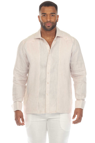 Mojito Men’s 100% Linen Wedding Shirt – Classic Pleated Guayabera Chacabana with French Cuffs
