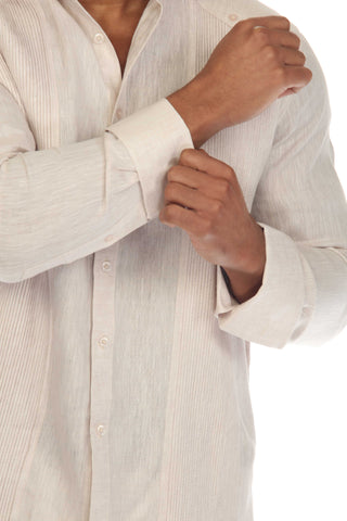 Mojito Men’s 100% Linen Wedding Shirt – Classic Pleated Guayabera Chacabana with French Cuffs