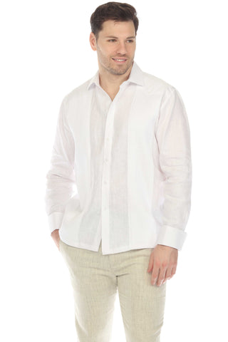 Mojito Men’s 100% Linen Wedding Shirt – Classic Pleated Guayabera Chacabana with French Cuffs