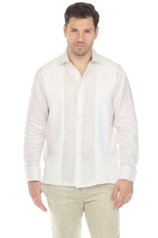 Mojito Men’s 100% Linen Wedding Shirt – Classic Pleated Guayabera Chacabana with French Cuffs