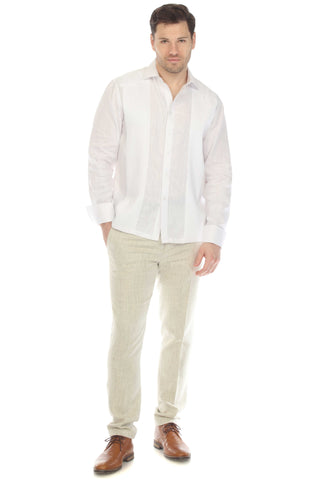 Mojito Men’s 100% Linen Wedding Shirt – Classic Pleated Guayabera Chacabana with French Cuffs