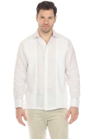 Mojito Men’s 100% Linen Wedding Shirt – Classic Pleated Guayabera Chacabana with French Cuffs