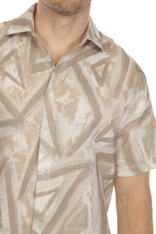 Mojito Men's Casual Printed Linen Resort Shirt Short Sleeve Button Down