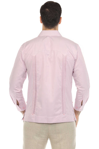 Mojito Men's Cotton Blend Guayabera Chacabana Pinstripe Shirt Long Sleeve