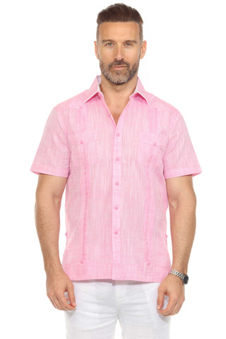 Mojito Men's Cotton Blend Guayabera Chacabana Shirt Short Sleeve with Accent Trim