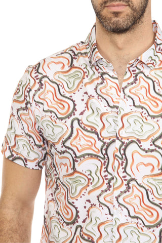 Mojito Lightweight Modern Multi Abstract Pattern Print Stretch Shirt