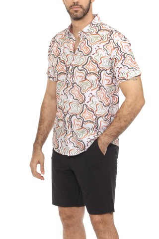 Mojito Lightweight Modern Multi Abstract Pattern Print Stretch Shirt