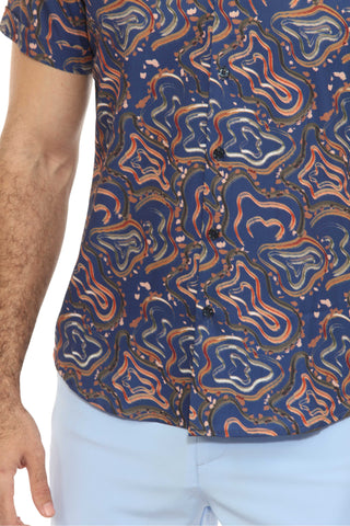 Mojito Lightweight Modern Multi Abstract Pattern Print Stretch Shirt