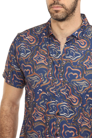 Mojito Lightweight Modern Multi Abstract Pattern Print Stretch Shirt