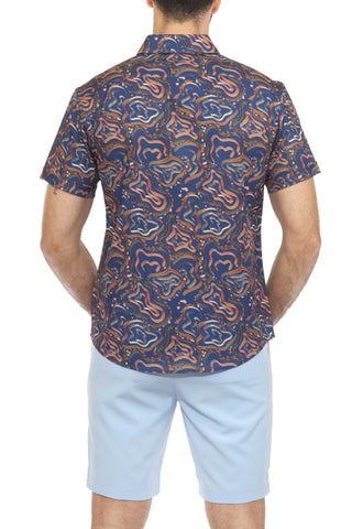 Mojito Lightweight Modern Multi Abstract Pattern Print Stretch Shirt