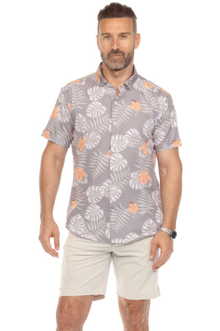 Mojito Lightweight Modern Tropical Pattern Print Stretch Shirt