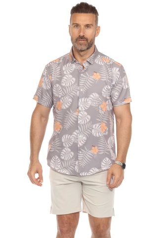 Mojito Lightweight Modern Tropical Pattern Print Stretch Shirt