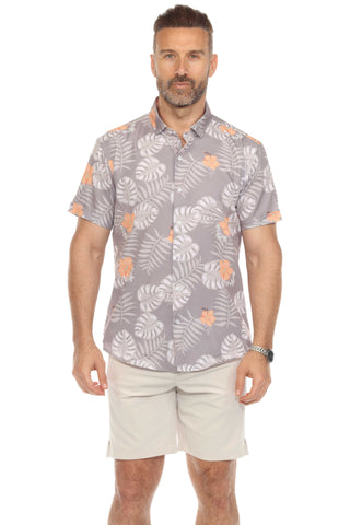 Mojito Lightweight Modern Tropical Pattern Print Stretch Shirt