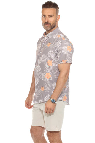 Mojito Lightweight Modern Tropical Pattern Print Stretch Shirt