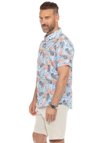 Mojito Lightweight Modern Multi Leaf Pattern Print Stretch Shirt