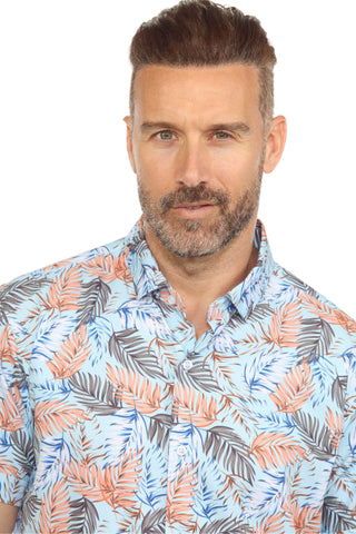 Mojito Lightweight Modern Multi Leaf Pattern Print Stretch Shirt