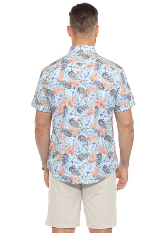Mojito Lightweight Modern Multi Leaf Pattern Print Stretch Shirt