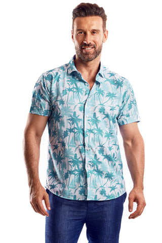 Stylish Print Poly 4 Way Stretch Shirt Short Sleeve