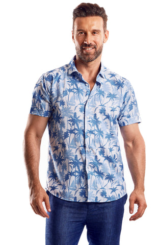 Stylish Print Poly 4 Way Stretch Shirt Short Sleeve