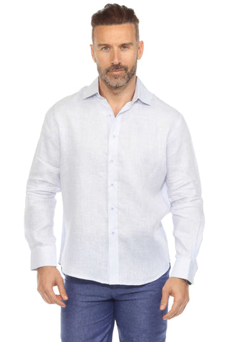 Men's Casual Long Sleeve Linen Shirt 100% Linen Button Down