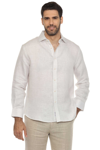 Men's Casual Long Sleeve Linen Shirt Natural 100% Linen Button Down