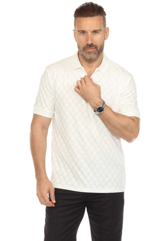 Mojito Mens Premium Stylish Knit Checkered Textured Polo Shirt