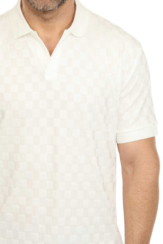 Mojito Mens Premium Stylish Knit Checkered Textured Polo Shirt