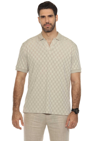 Mojito Mens Premium Stylish Knit Checkered Textured Polo Shirt