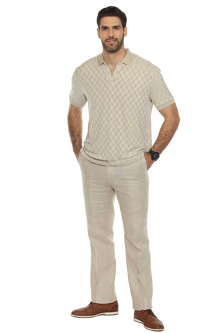Mojito Mens Premium Stylish Knit Checkered Textured Polo Shirt
