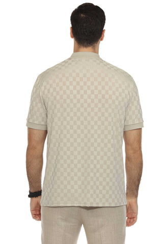 Mojito Mens Premium Stylish Knit Checkered Textured Polo Shirt