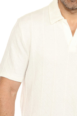 Mojito Mens Premium Stylish Polo Shirt with Modern Textured Cable Knit Pattern