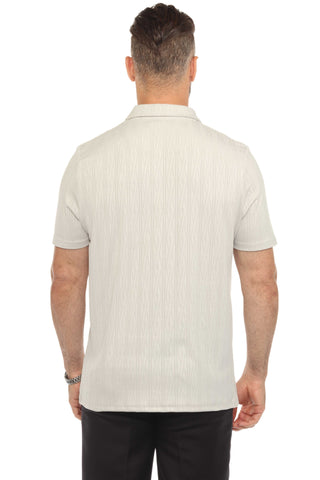 Mojito Mens Premium Stylish Polo Shirt with Modern Textured Pattern and Zipper Neckline