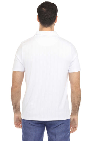 Mojito Mens Premium Stylish Polo Shirt with Modern Textured Pattern and Zipper Neckline
