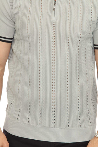 Mojito Mens Stylish Premium Knit Textured Polo Shirt with Zipper Closure