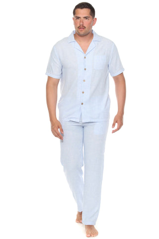 Men's Beach Resort Wear Camp Collar Shirt and Pant Lounge Set