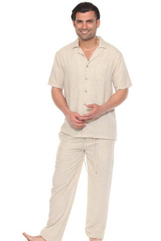 Men's Beach Resort Wear Camp Collar Shirt and Pant Lounge Set