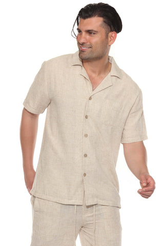 Men's Beach Resort Wear Camp Collar Shirt and Pant Lounge Set