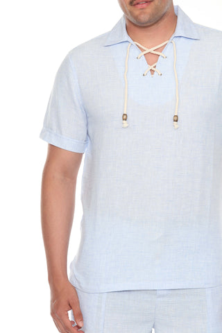 Men's Beach Resort Wear Lounge Short Set with Drawstring Shirt