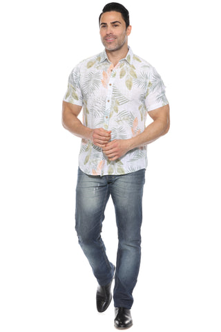 Mojito Men's Resort Style Casual Linen Blend Print Shirt