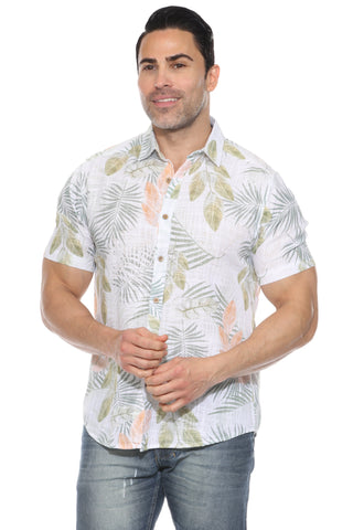 Mojito Men's Resort Style Casual Linen Blend Print Shirt