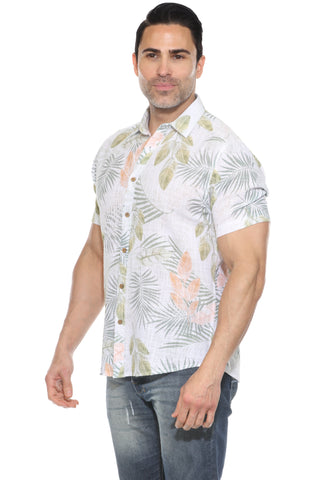 Mojito Men's Resort Style Casual Linen Blend Print Shirt