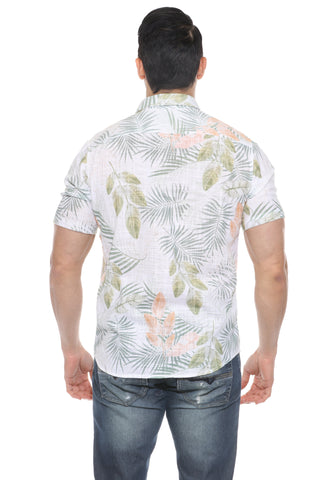 Mojito Men's Resort Style Casual Linen Blend Print Shirt