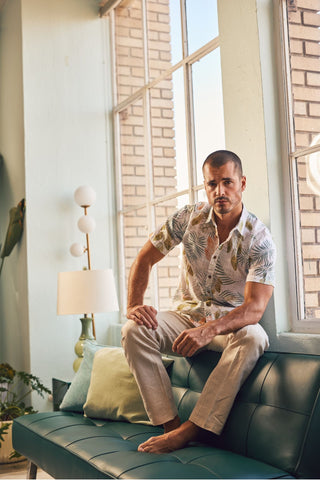 Mojito Men's Resort Style Casual Linen Blend Print Shirt
