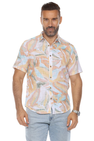 Men's Resort Style Casual Linen Blend Colorful Print Shirt