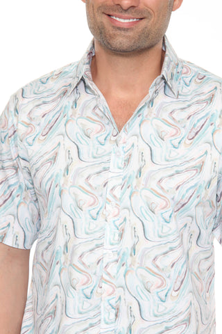 Mojito Men's Resort Style Casual Festive Textured Print Shirt