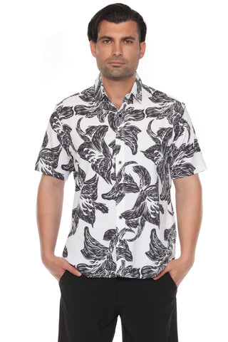 Mojito Men's Resort Style Casual Festive Print Searsucker Textured Shirt