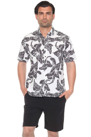 Mojito Men's Resort Style Casual Festive Print Searsucker Textured Shirt