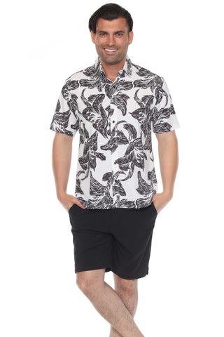 Mojito Men's Resort Style Casual Festive Print Searsucker Textured Shirt
