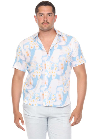 Mojito Men's Resort Style Casual Festive Print Searsucker Textured Shirt