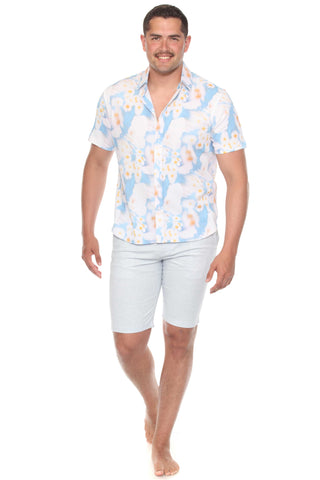 Mojito Men's Resort Style Casual Festive Print Searsucker Textured Shirt